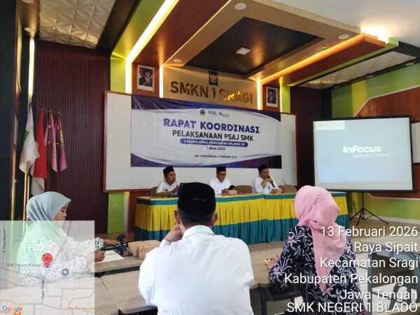 SMK NEGERI 1 BLADO MENGIKUTI RAKOR PELAKSANAAN PSAJ TAHUN 2026 DI SMK NEGERI 1 SRAGI